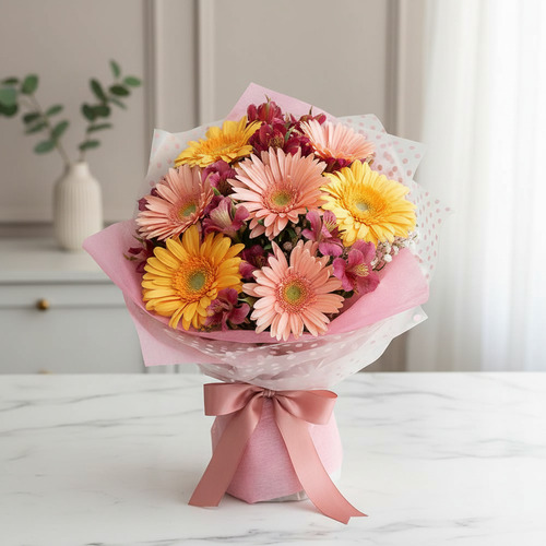 Bouquet or Corsage of Multicolored Gerberas