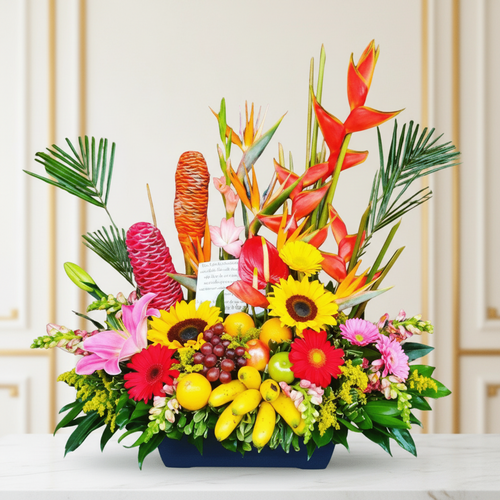Floral Arrangement with Hawaiian Fruits